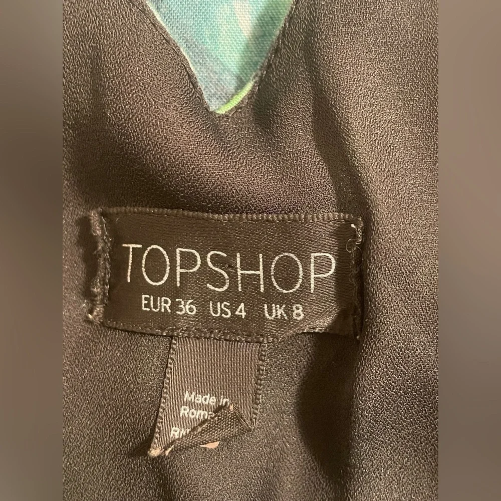 Topshop Women’s Green Palm Print Spaghetti Strap Romper Jumpsuit Size 4 - Picture 7 of 8